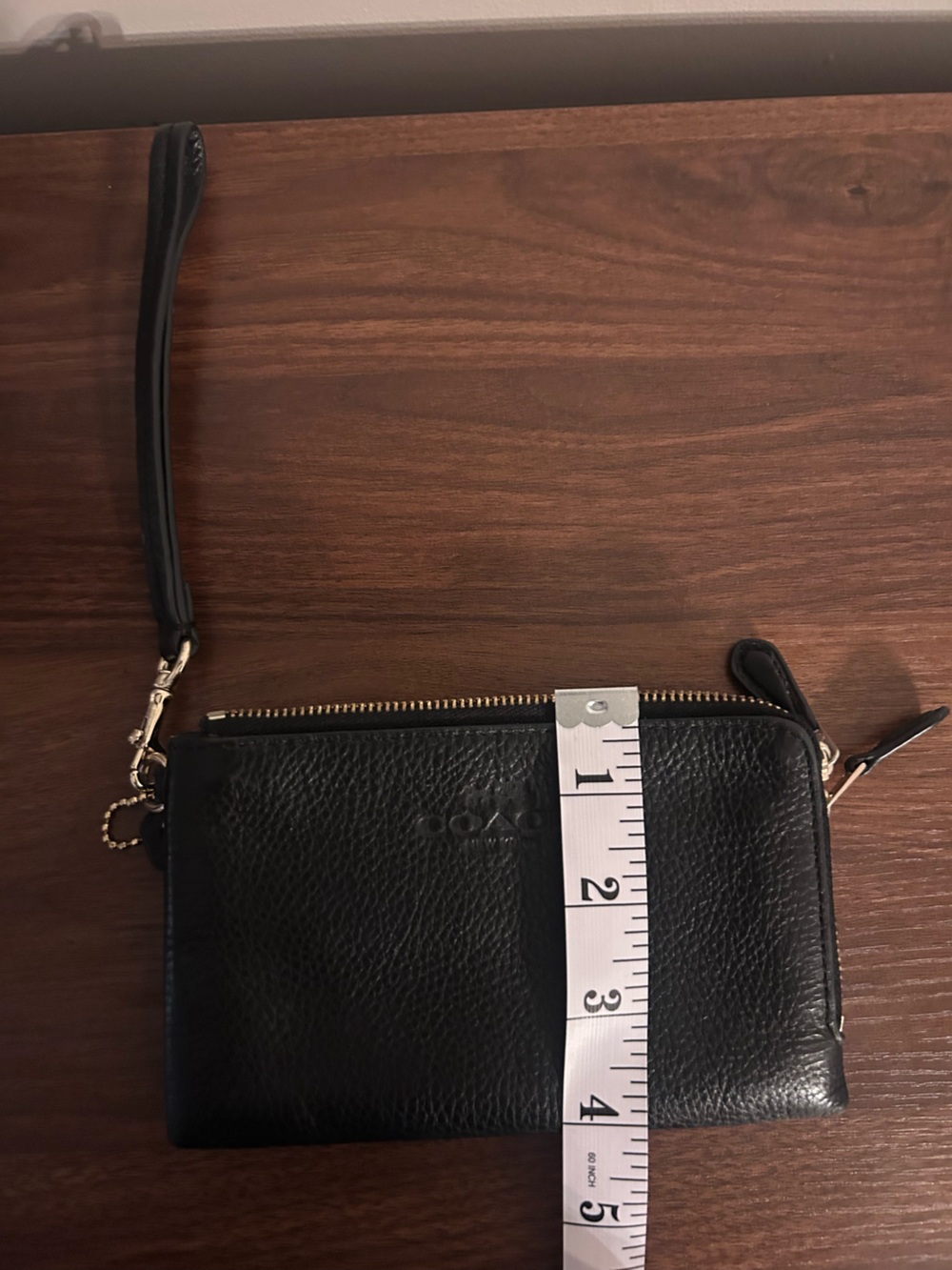 Coach Black Pebbled Leather Wristlet - Picture 9 of 10